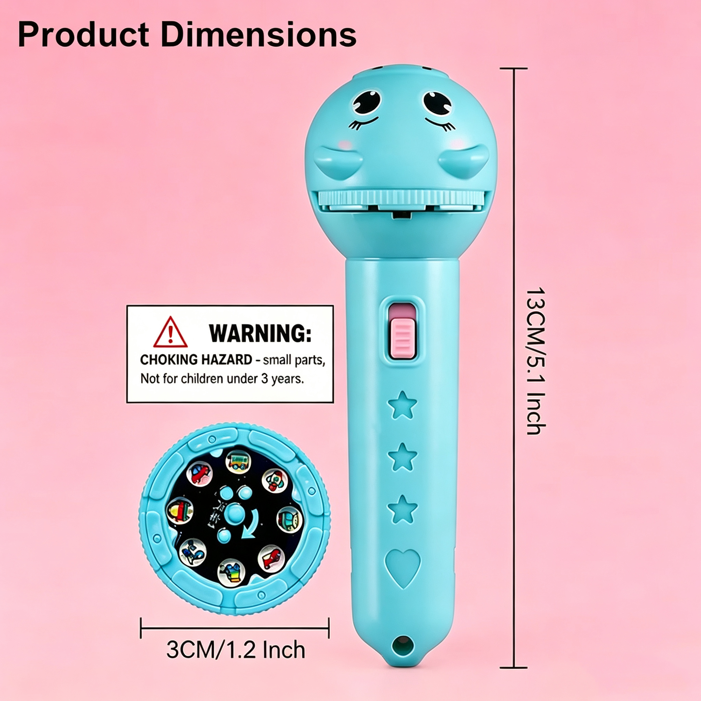 🌟 Magic Bedtime Storyteller | Kids Projection Flashlight Toy, 3 Slides with 24 Patterns, Safe ABS Early Learning & Visual Cognitive STEM Gift ✨