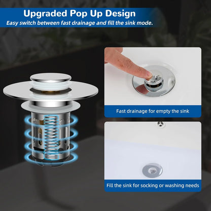 🚰 Zero-Clog Mastery | Upgraded 3-in-1 Universal Pop-Up Bathroom Sink Drain Stopper with Removable Hair Catcher Basket 🛠️