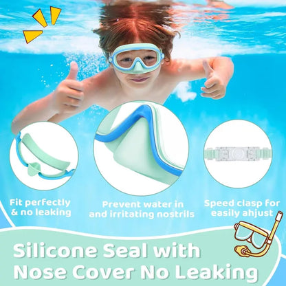 （1-Pack）🔥 Adios, Water-in-Nose Panic! The Ultimate 2-in-1 Kids Swim Goggles with Integrated Nose Cover That Protects Their Summer Joy! 🌊🥈