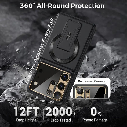 📱 Sleek Protection Meets Utility | Multifunctional Magnetic Case with Invisible Kickstand & Lens Armor for Samsung S Series ✨