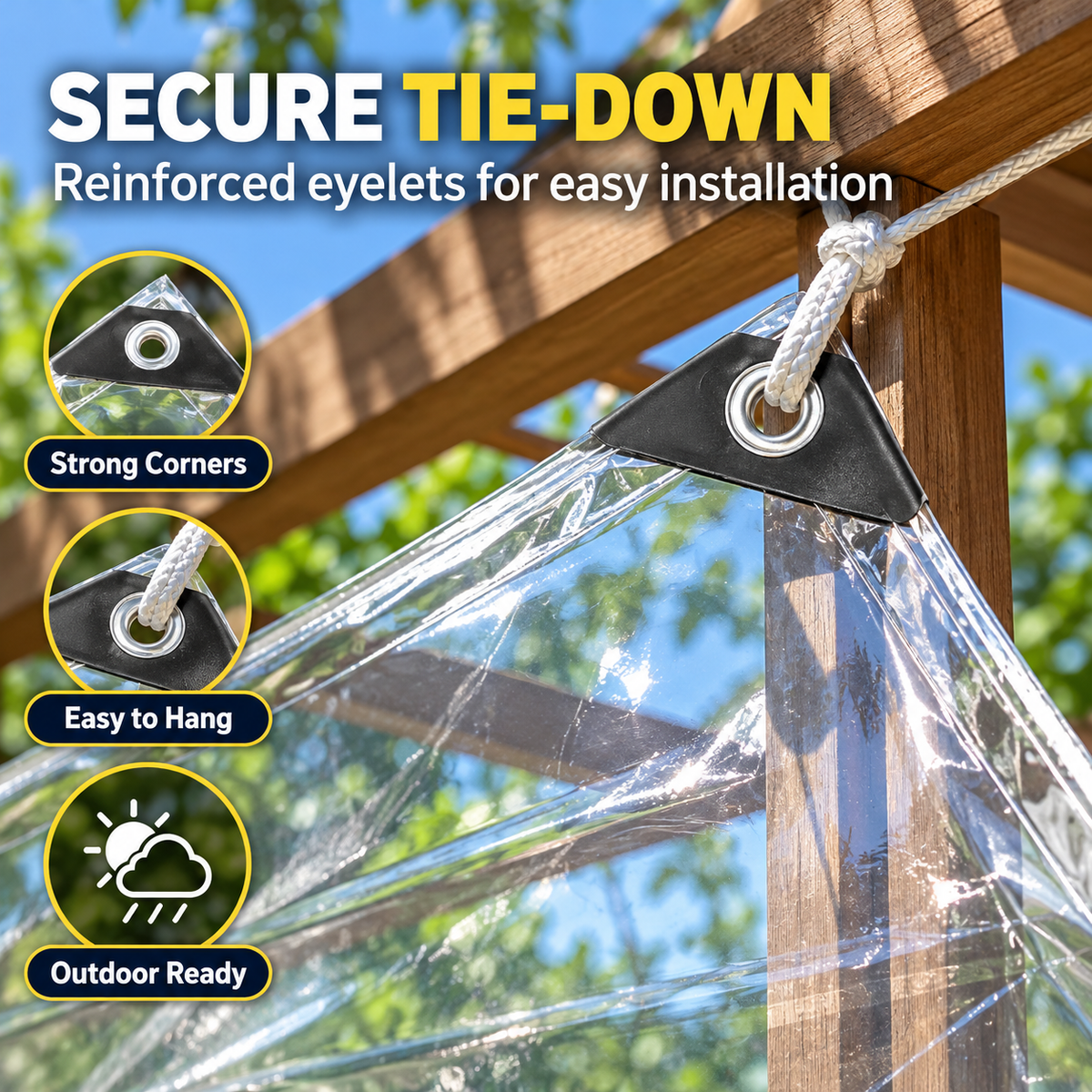 Clear Waterproof Tarp with Reinforced Grommets