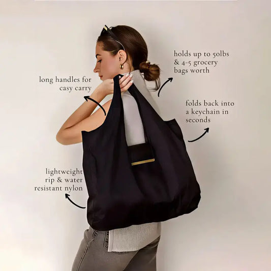 🛍️ Always Have a Bag Handy | Foldable Keychain Bag, Reusable Grocery Shopping Bag with Key Ring for Travel & Daily Use ✨