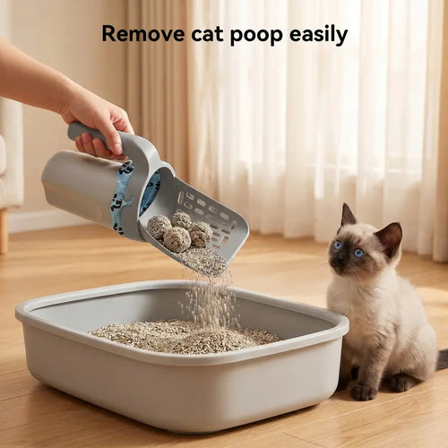 🐱 Clean Hands, No Mess | 2-in-1 Cat Litter Scooper with Integrated Trash Box & Waste Bag Holder 💩