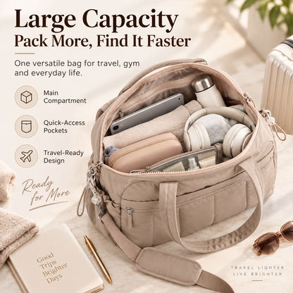 Large Capacity Travel Tote Bag with Wet & Dry Compartment