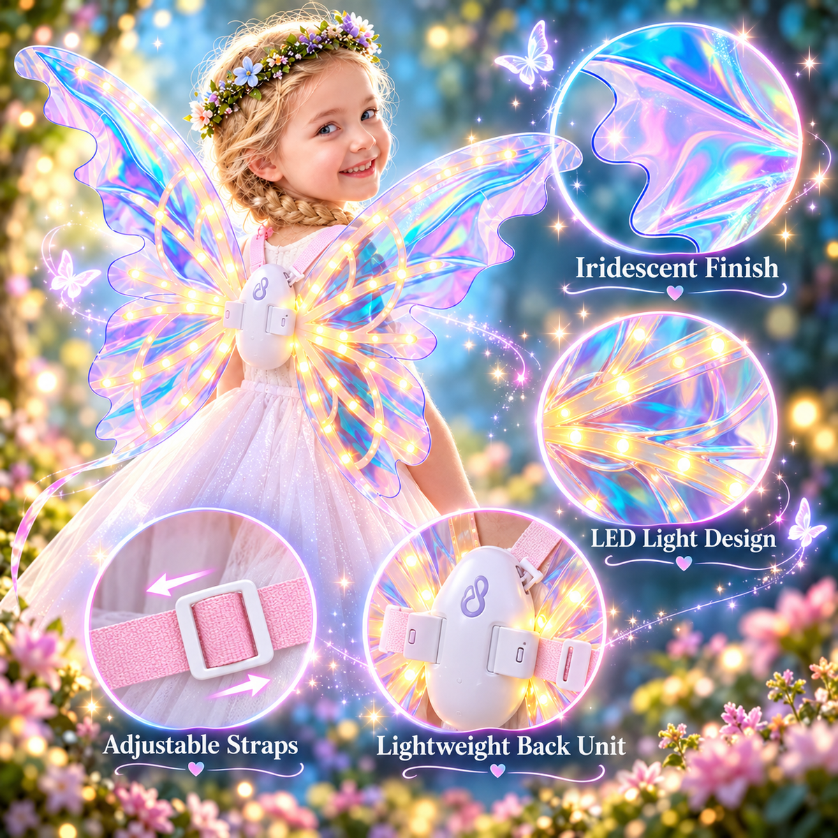 Kids’ Light-Up Moving Butterfly Wings with Music