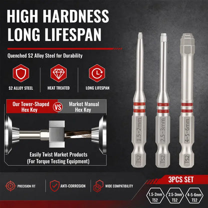 🛠 Industrial Strength | 6-Piece Magnetic Hex Shank Pagoda-Shaped Screwdriver Bits Set ⚡