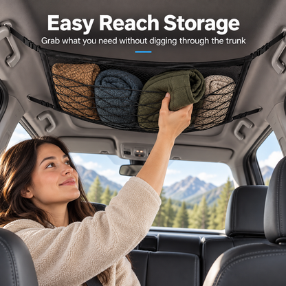 🚗 Car Ceiling Cargo Net | Hidden Roof Storage Organizer