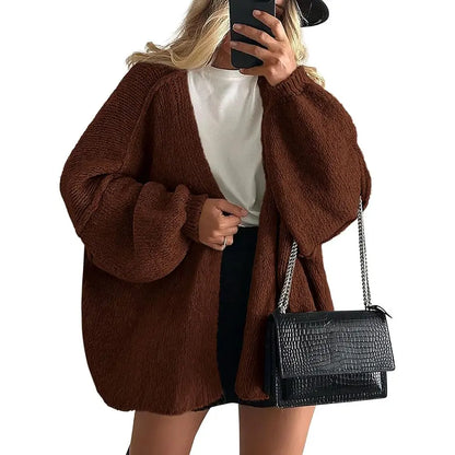 🍂 Cozy Fall Elegance | Women's Oversized Cardigan Sweater, Lightweight Long Lantern Sleeve Open-Front Knitwear Top ✨