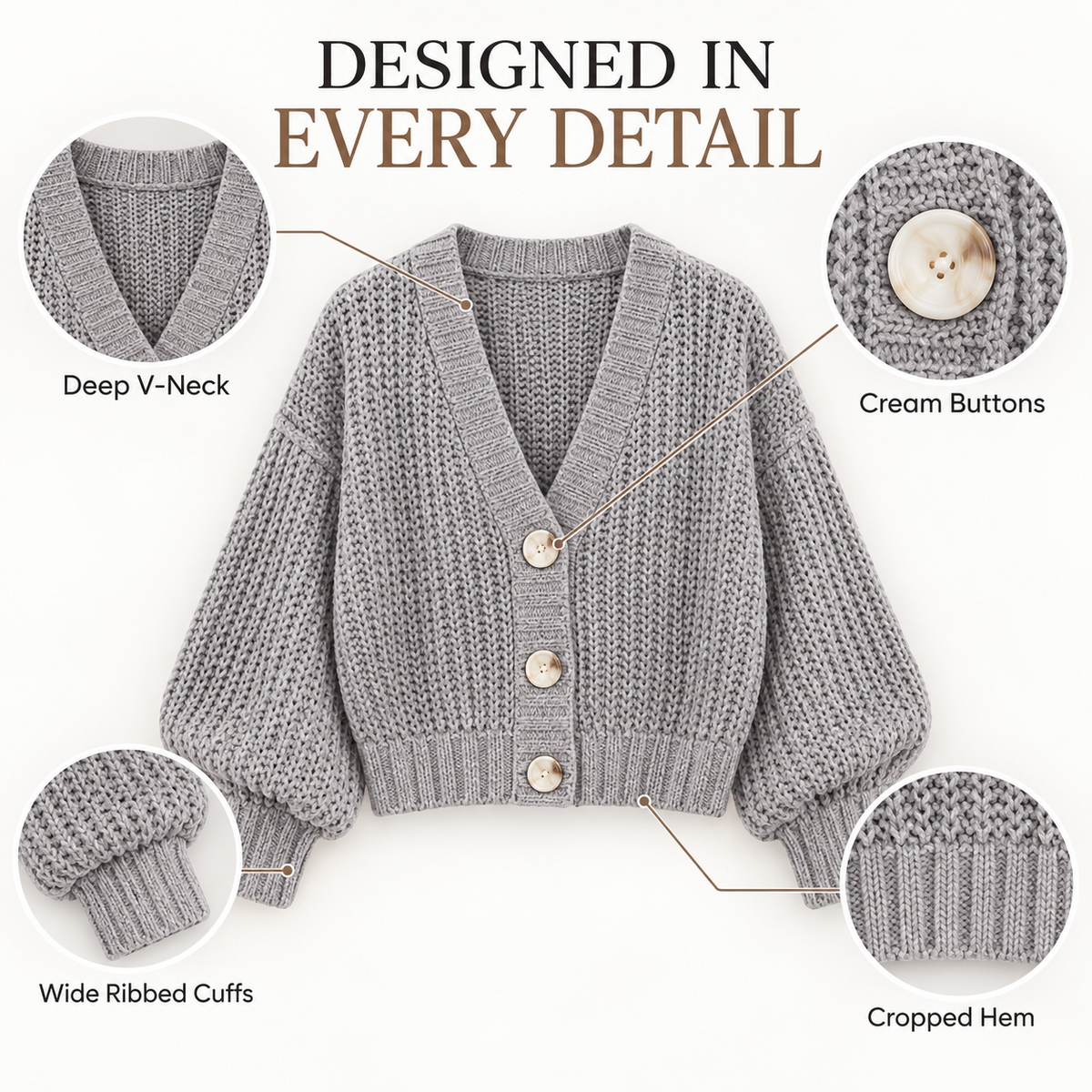Women’s Chunky Knit V-Neck Button Cardigan