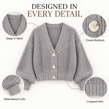 Women’s Chunky Knit V-Neck Button Cardigan