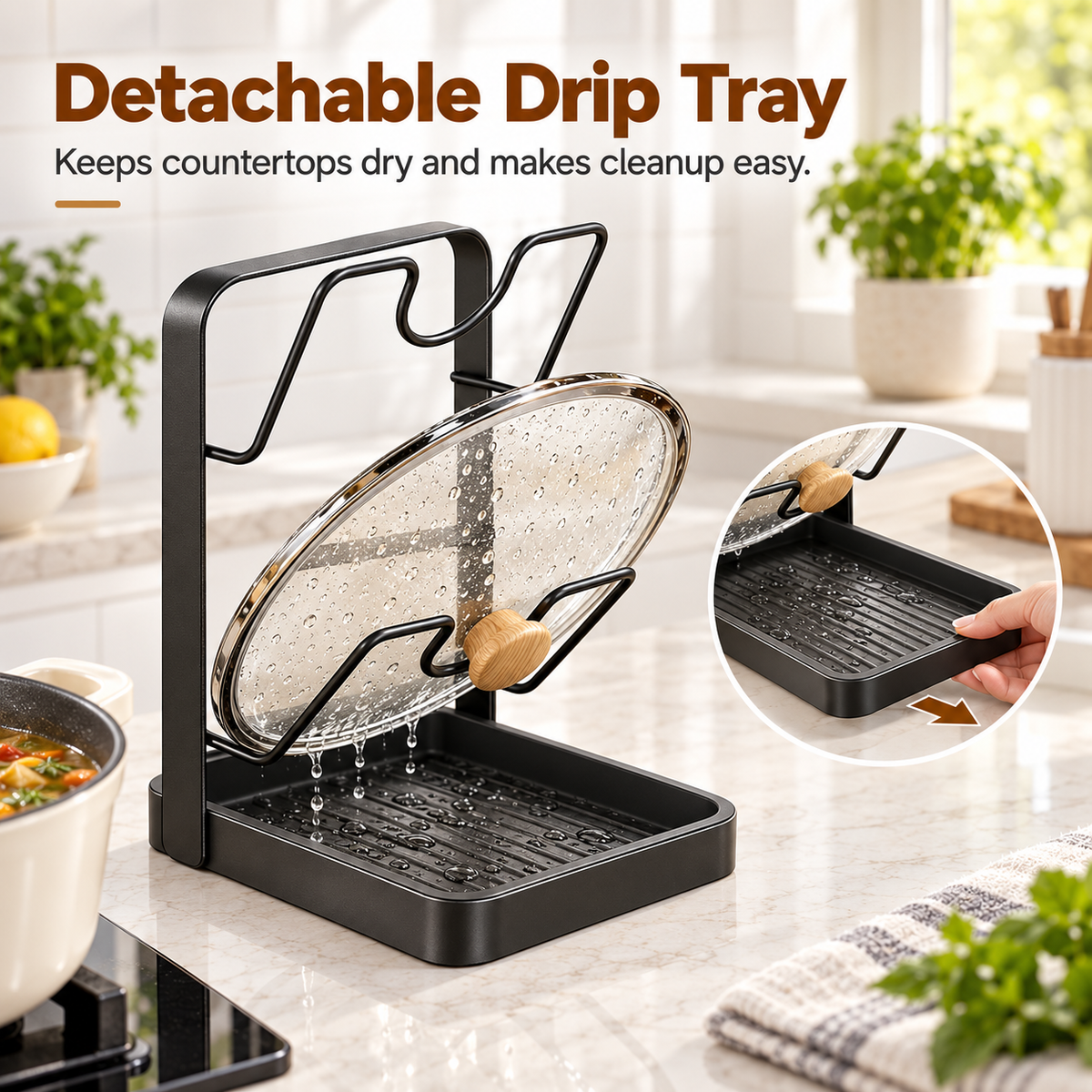 Countertop Pot Lid & Utensil Organizer