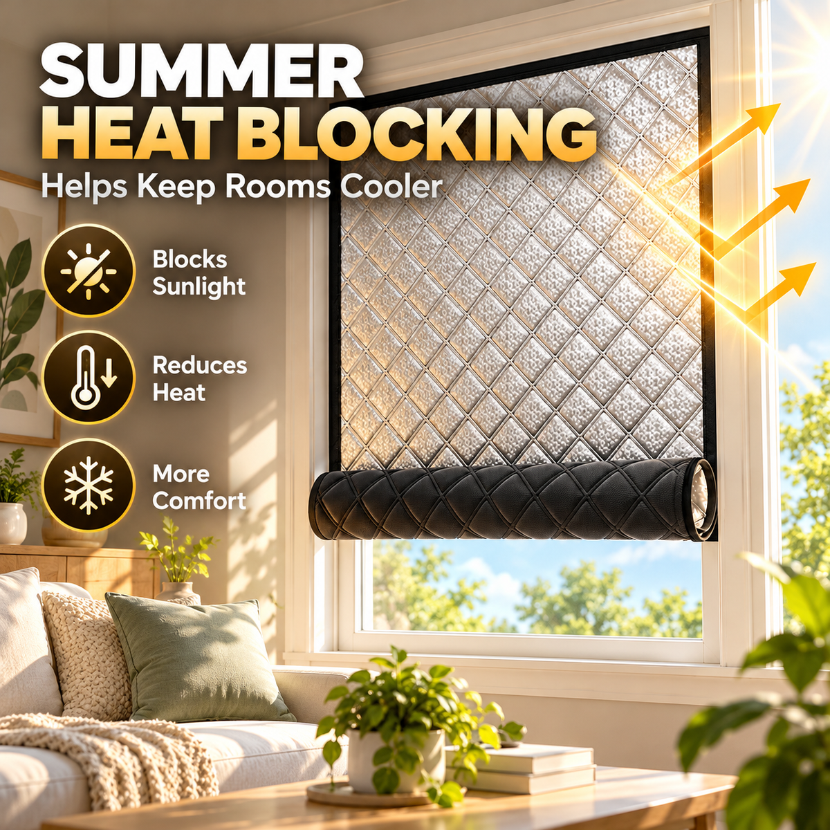 Insulated Blackout Window Cover – Roll-Up Privacy Shade