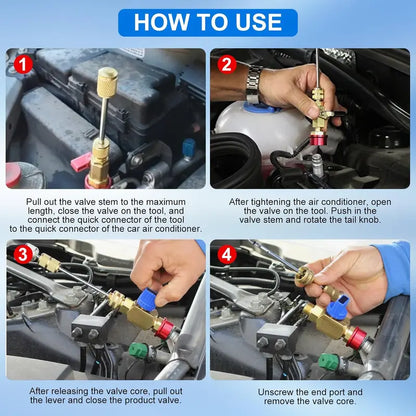 🚗 Zero-Leakage Mastery | R134a High & Low Pressure A/C Valve Core Remover Installer Tool Kit with Ball Valve 🛠️