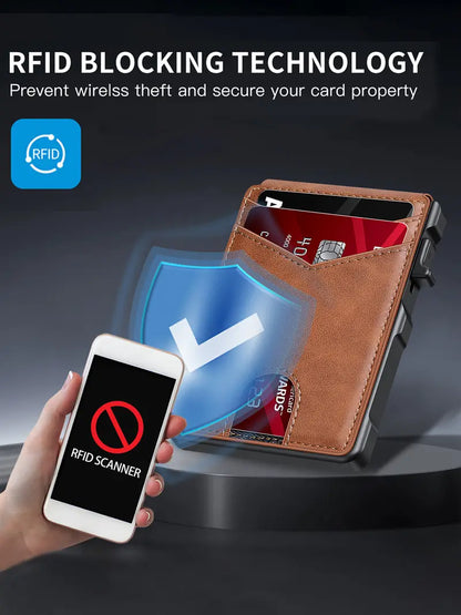 💼 Minimalist Tech | Men's Slim RFID-Blocking Pop-Up Wallet with Money Clip 🎁
