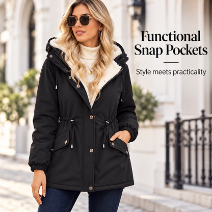 Women's Sherpa-Lined Hooded Winter Parka