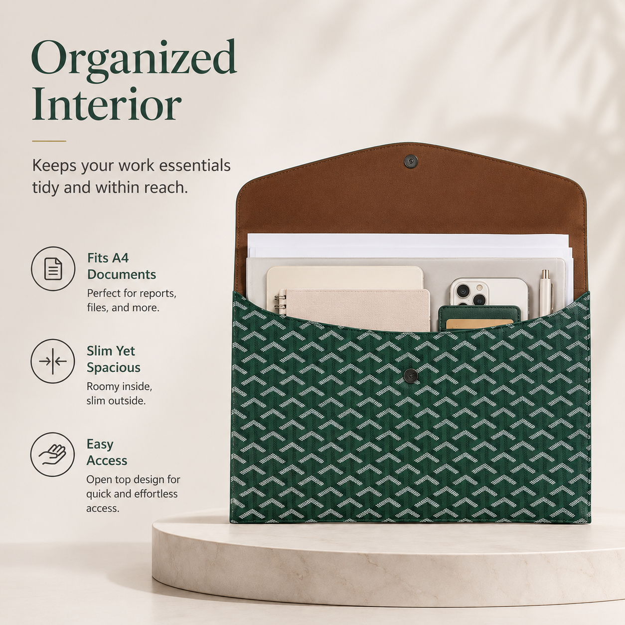 Chic PU Leather Laptop & Document Organizer