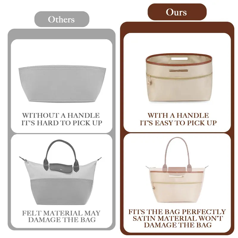 👜 Perfectly Organized Totes! | Satin Tote Bag Organizer Insert with Handles ✨