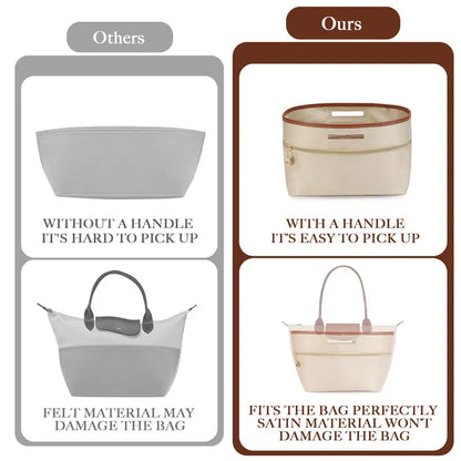 👜 Perfectly Organized Totes! | Satin Tote Bag Organizer Insert with Handles ✨