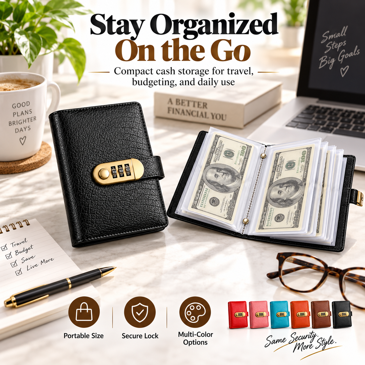 Compact portable A6 cash savings binder