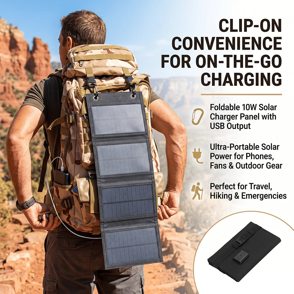 ☀️ Foldable 10W Solar Charger Panel with USB Output