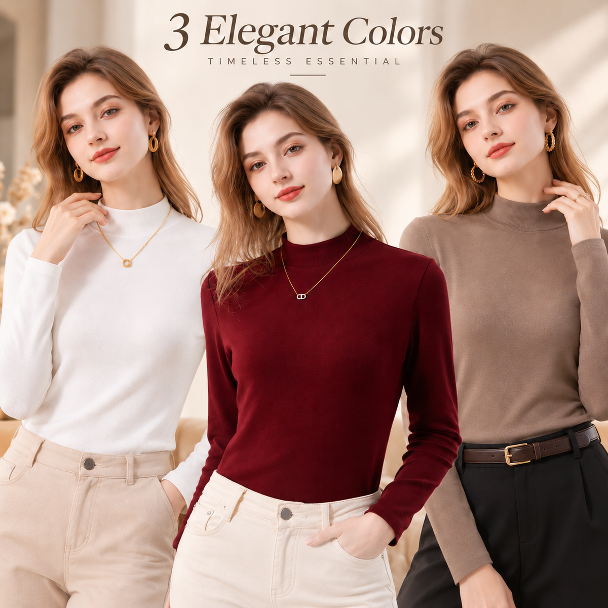 Women's Slim-Fit Mock Neck Knit Top