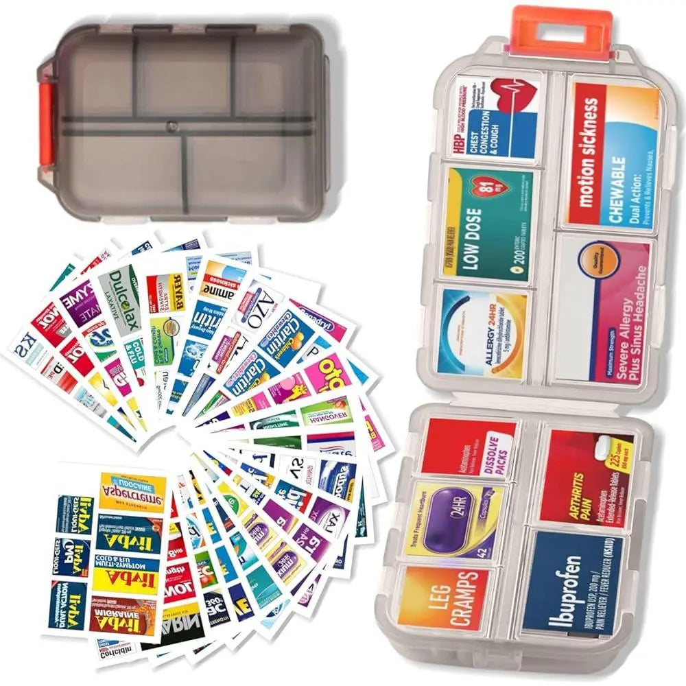 💊 Travel Pill Organizer with 200 Labels | 10 Compartments ✈️