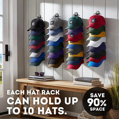 （2 Pack）🧢 Store 20 Caps in Seconds: The Ultimate Heavy-Duty Wall Hat Organizer That Protects Your Hat's Shape! 🛠️🔥