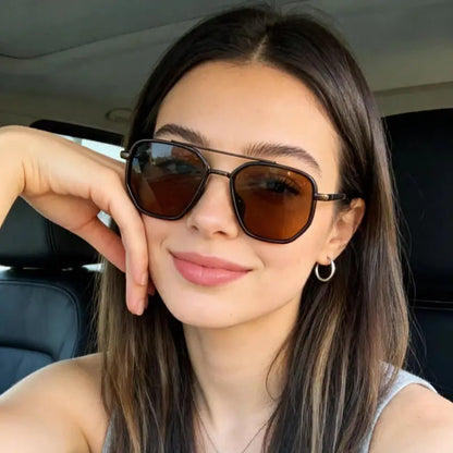 🕶️ Street Style Icons | Trendy Geometric Double-Beam Metal Sunglasses ☀️