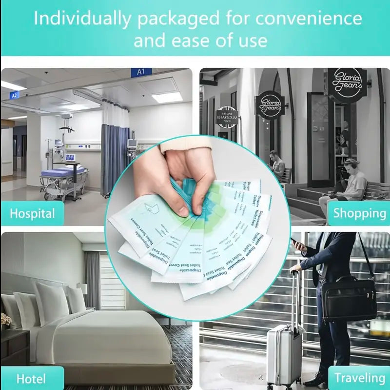 🚽 Ultimate Public Restroom Shield | Disposable Toilet Seat Covers (10/20/30 Pack, 16x24in), Extra Large Waterproof & Non-Slip Individually Wrapped Essentials ✨