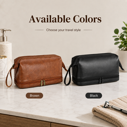 Vintage Leather Travel Toiletry Bag