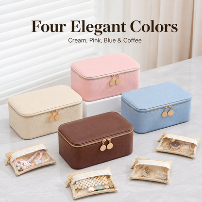 12-Compartment Zippered Jewelry Organizer Box