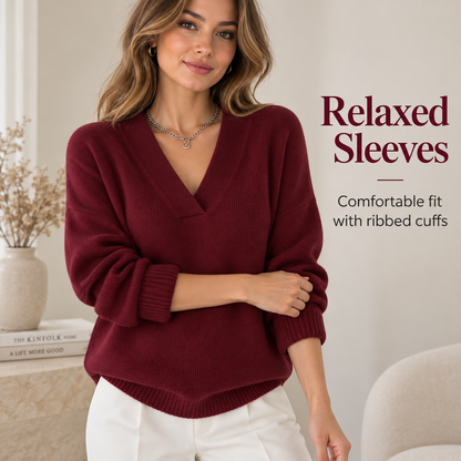 Women's Elegant Layered V-Neck Knit Sweater