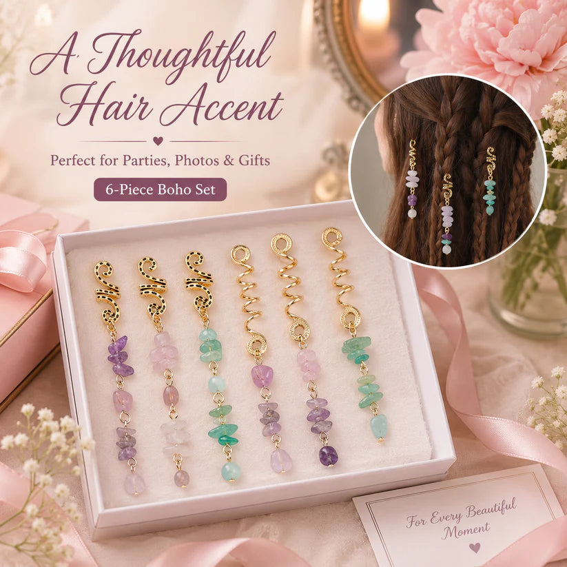 🔥 Hot Sale | Colored Natural Stone Pendant Hair Jewelry for Braids