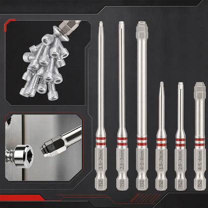 🛠 Industrial Strength | 6-Piece Magnetic Hex Shank Pagoda-Shaped Screwdriver Bits Set ⚡