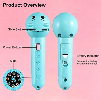 🌟 Magic Bedtime Storyteller | Kids Projection Flashlight Toy, 3 Slides with 24 Patterns, Safe ABS Early Learning & Visual Cognitive STEM Gift ✨