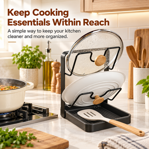 Countertop Pot Lid & Utensil Organizer