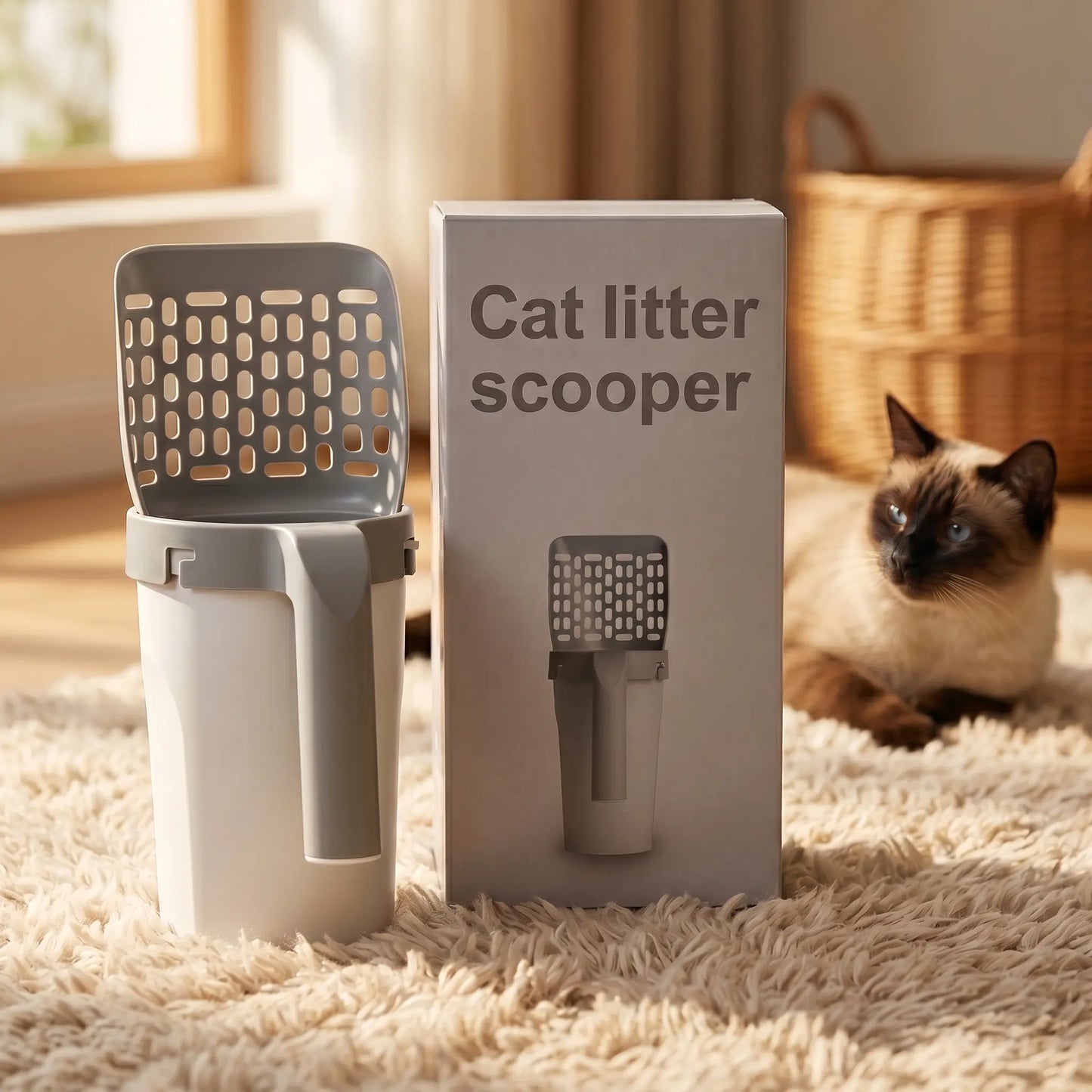 🐱 Clean Hands, No Mess | 2-in-1 Cat Litter Scooper with Integrated Trash Box & Waste Bag Holder 💩