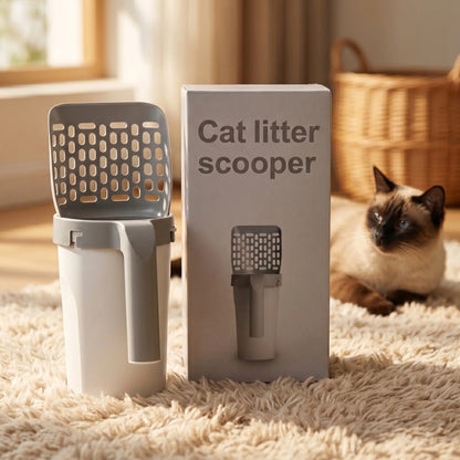 🐱 Clean Hands, No Mess | 2-in-1 Cat Litter Scooper with Integrated Trash Box & Waste Bag Holder 💩