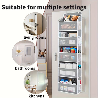 📦 Maximize Your Space | Over-the-Door 4-Tier Hanging Storage Fabric Organizer with Massive Pockets for Bedroom & Pantry 🏠