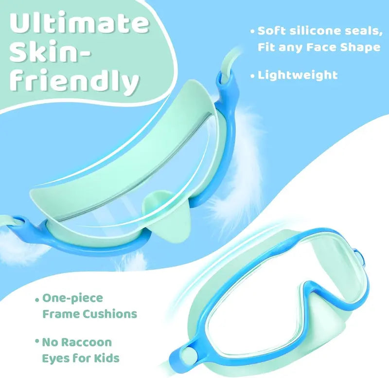 （1-Pack）🔥 Adios, Water-in-Nose Panic! The Ultimate 2-in-1 Kids Swim Goggles with Integrated Nose Cover That Protects Their Summer Joy! 🌊🥈