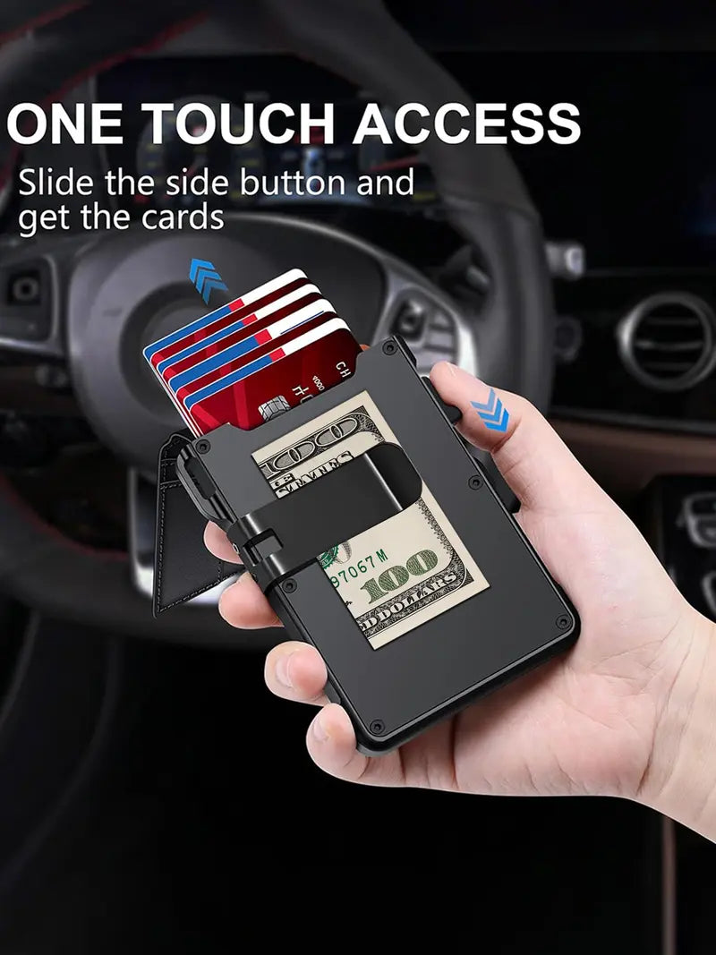 💼 Minimalist Tech | Men's Slim RFID-Blocking Pop-Up Wallet with Money Clip 🎁