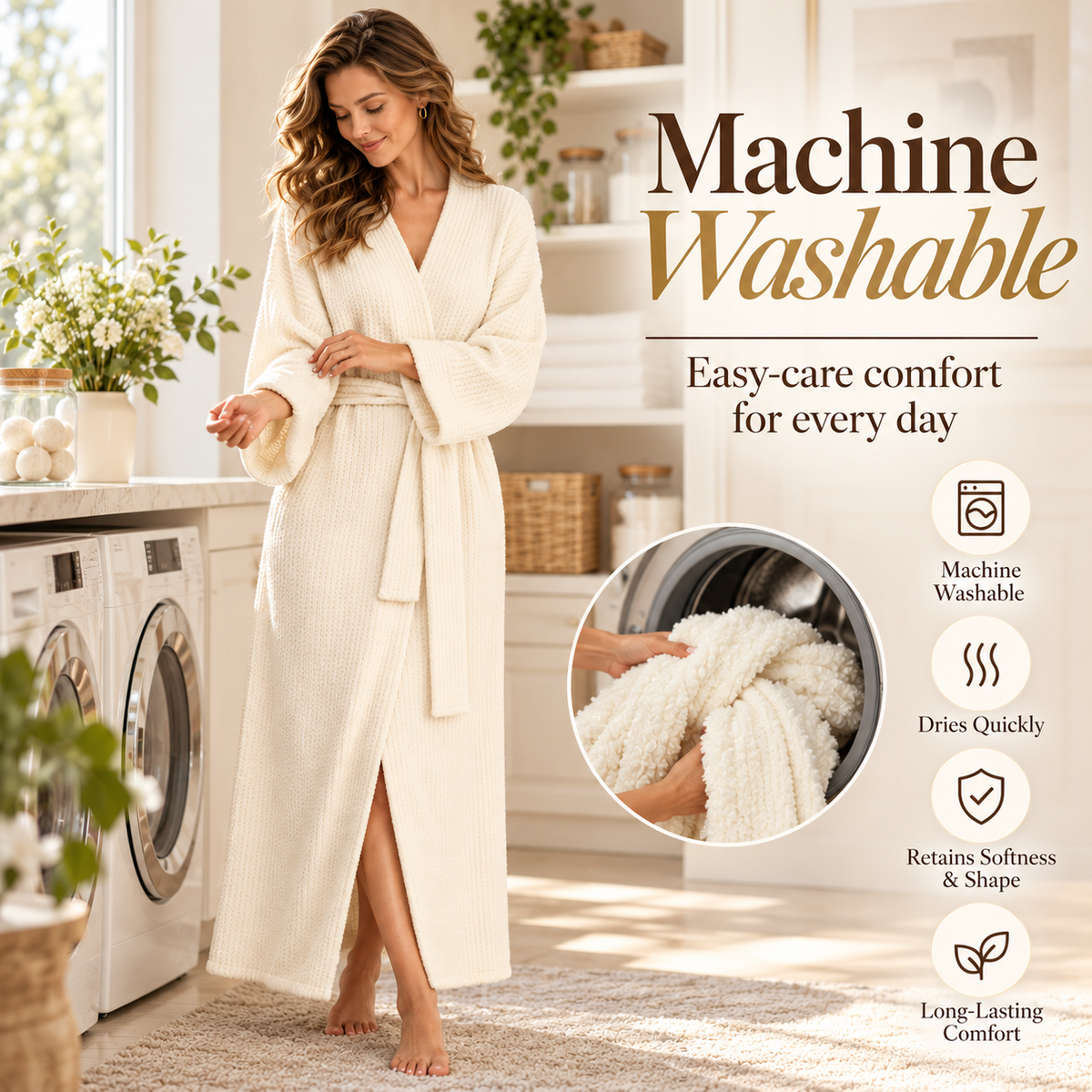Women’s Long Plush Fleece Robe – Cozy Winter Loungewear