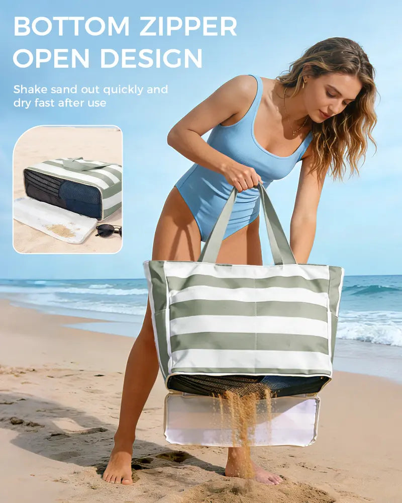 🔥 The Anti-Sand Beach Master: The Massive Waterproof Tote with a Dedicated 40oz Tumbler Pocket That Erases Summer Chaos! 🏖️🥤