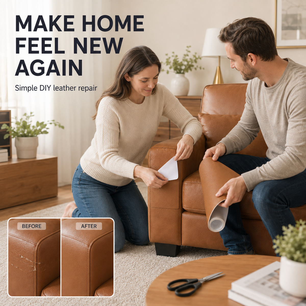 Self-Adhesive Leather Repair Patch – Peel & Stick Furniture & Car Seat Repair