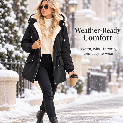 Women's Sherpa-Lined Hooded Winter Parka