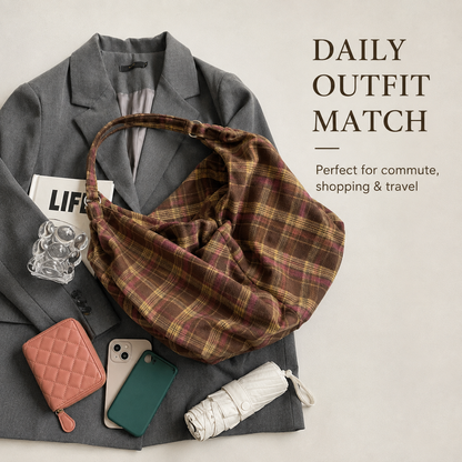 Chic Plaid Shoulder Bag for Everyday & Travel