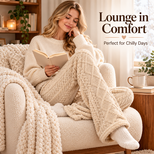 Women’s Cozy Cable-Knit Wide-Leg Pants