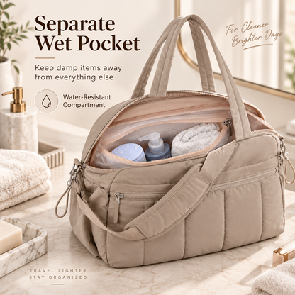 Large Capacity Travel Tote Bag with Wet & Dry Compartment