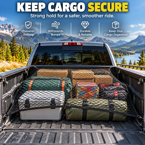 Stretchable Truck Bed Cargo Net – Elastic Load Organizer