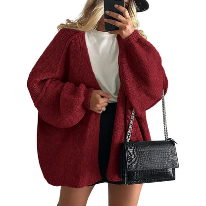 🍂 Cozy Fall Elegance | Women's Oversized Cardigan Sweater, Lightweight Long Lantern Sleeve Open-Front Knitwear Top ✨